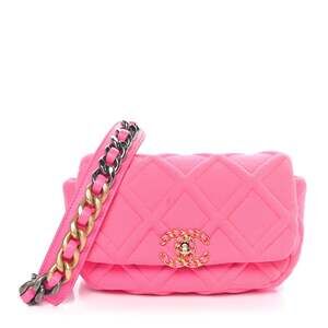 Jersey Quilted Chanel 19 Waist Bag Pink #227344C18B